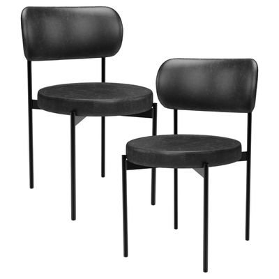 Kit 02 Cadeiras Estofadas Para Sala De Jantar Louvre L02 Couríssimo Preto - Lyam Decor