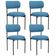 Kit 04 Cadeiras Estofadas Para Sala De Jantar Louvre L02 Linho Azul - Lyam Decor