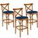 Kit 03 Banquetas Altas Cozinha Bancada Bar Sala Jantar Estofada Ávila L02 Suede Azul Marinho - Lyam