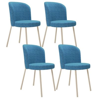 Kit 4 Cadeiras Para Sala de Jantar Cozinha Estofada Gavi Arena L02 Linho Azul - Lyam Decor