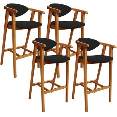 Kit 04 Banquetas Alta Para Cozinha Bancada Bar Sala de Jantar Fixa Cecília L02 Bouclê Preto - Lyam