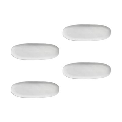 Conjunto de Travessas Oval Rasa Grande Porto Brasil Orgânico New White 36x13cm - 4 Peças Branco