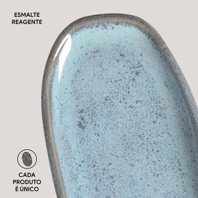 Conjunto de Travessas Oval Rasa Mini Porto Brasil Orgânico Breeze 16,5x8cm - 4 Peças Azul
