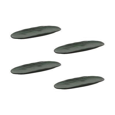 Conjunto de Travessas Ovais Pequenas Porto Brasil Orgânico Greenery 23x11cm - 4 Peças Verde
