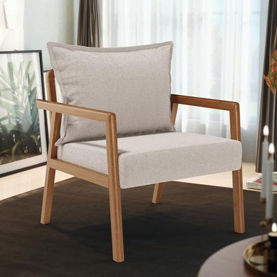 Poltrona Decorativa Para Sala de Estar e Living Alícia B04 Bouclê Creme - Lyam Decor