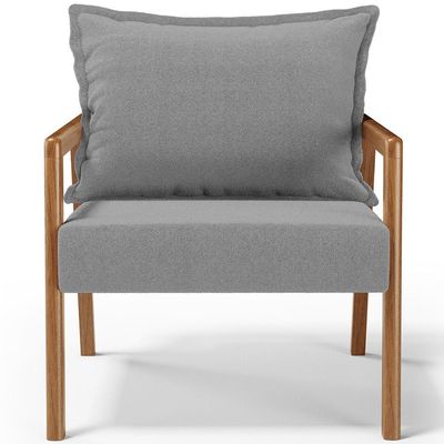 Poltrona Decorativa Para Sala de Estar e Living Alícia B04 Bouclê Cinza - Lyam Decor