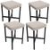 Kit 04 Banquetas Baixa Bar Cozinha Sala De Jantar Preto Stella L02 Bouclê Creme - Lyam Decor