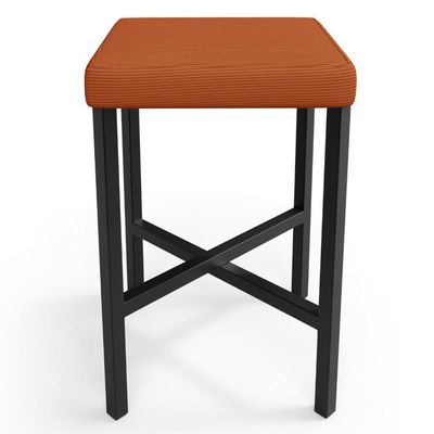 Kit 06 Banquetas Baixa Bar Cozinha Sala De Jantar Preto Stella L02 Tecido Terracota - Lyam Decor