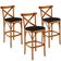 Kit 03 Banquetas Altas Cozinha Bancada Bar Sala de Jantar Estofada Ávila L02 Suede Preto - Lyam