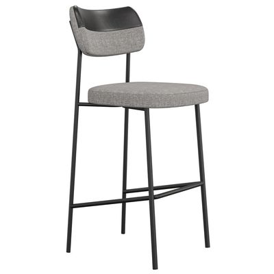 Kit 06 Banquetas Alta Bar Cozinha Sala Jantar Preto Melina L02 Couríssimo Preto Linho Cinza - Lyam Decor