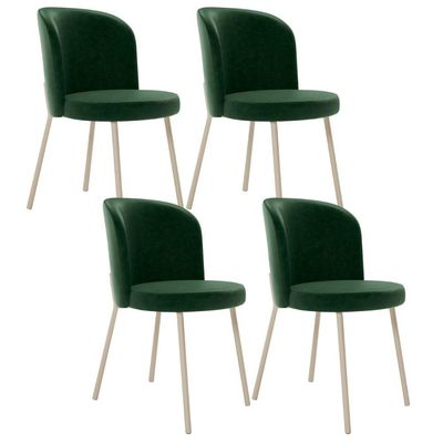 Kit 4 Cadeiras Sala de Jantar Estofada Gavi Arena L02 Couríssimo Verde Musgo - Lyam Decor