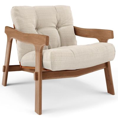 Kit 04 Poltronas Decorativa Fixa Para Sala Living Ikary L02 Canela Linho Palha - Lyam Decor