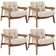 Kit 04 Poltronas Decorativa Fixa Para Sala Living Ikary L02 Canela Linho Palha - Lyam Decor