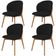 Kit 04 Cadeiras de Jantar e Estar Living Estofada Mia L02 Suede Preto - Lyam Decor