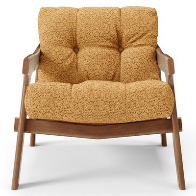 Kit 04 Poltronas Decorativa Fixa Para Sala Living Ikary L02 Canela Prime Bouclê Mostarda - Lyam Decor