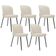 Kit 5 Cadeiras Sala de Jantar Estofada Gavi L02 Linho Champagne - Lyam Decor