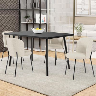 Kit 5 Cadeiras Sala de Jantar Estofada Gavi L02 Linho Champagne - Lyam Decor