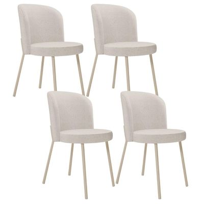 Kit 4 Cadeiras Sala de Jantar Estofada Gavi Arena L02 Linho Cru - Lyam Decor