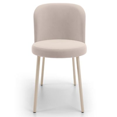 Kit 4 Cadeiras Sala de Jantar Estofada Gavi Arena L02 Suede Bege - Lyam Decor