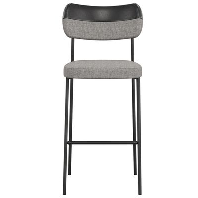 Banqueta Alta Bar Cozinha Sala De Jantar Preto Melina L02 Couríssimo Preto Linho Cinza - Lyam Decor