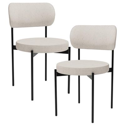 Kit 02 Cadeiras Estofadas Para Sala De Jantar Louvre L02 Linho Cru - Lyam Decor