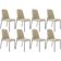 Kit 08 Cadeiras Decorativa Estofada Para Sala De Jantar Bella L02 Linho Bege Escuro - Lyam Decor