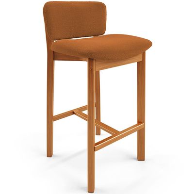 Banqueta Alta Para Cozinha Sala de Jantar Bar Dara L02 Bouclê Terracota - Lyam Decor