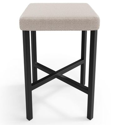 Banqueta Baixa Bar Cozinha Sala De Jantar Preto Stella L02 Bouclê Creme - Lyam Decor