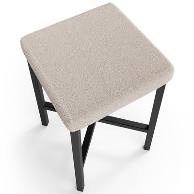 Banqueta Baixa Bar Cozinha Sala De Jantar Preto Stella L02 Bouclê Creme - Lyam Decor