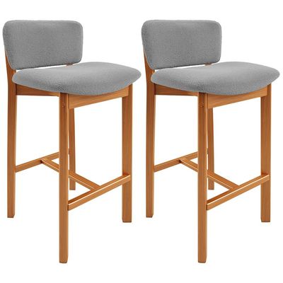 Kit 02 Banquetas Alta Para Cozinha Sala de Jantar Bar Dara L02 Bouclê Cinza - Lyam Decor