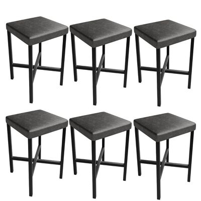 Kit 06 Banquetas Baixa Bar Cozinha Sala De Jantar Preto Stella L02 Couríssimo Preto - Lyam Decor