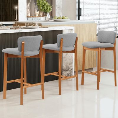 Banqueta Alta Para Cozinha Sala de Jantar Bar Dara L02 Bouclê Cinza - Lyam Decor