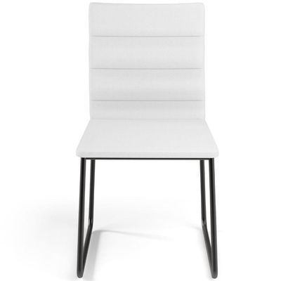 Kit 02 Cadeiras Decorativa Estofada Para Sala De Jantar Preto Maya L02 Facto Branco - Lyam Decor