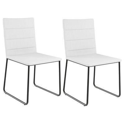 Kit 02 Cadeiras Decorativa Estofada Para Sala De Jantar Preto Maya L02 Facto Branco - Lyam Decor