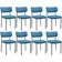 Kit 08 Cadeiras Estofadas Para Sala De Jantar Melina L02 Linho Azul - Lyam Decor