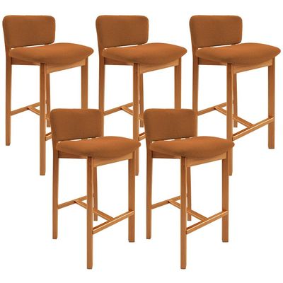 Kit 05 Banquetas Alta Para Cozinha Sala de Jantar Bar Dara L02 Bouclê Terracota - Lyam Decor