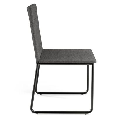 Cadeira Decorativa Estofada Para Sala De Jantar Preto Maya L02 Linho Cinza Escuro - Lyam Decor Decor