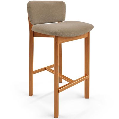 Banqueta Alta Para Cozinha Sala de Jantar Bar Dara L02 Bouclê Bege - Lyam Decor