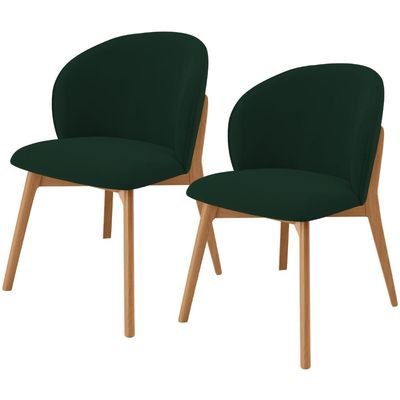 Kit 02 Cadeiras de Jantar e Estar Living Estofada Mia L02 Suede Verde Musgo - Lyam Decor