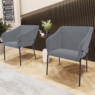 Kit 4 Cadeiras Para Sala de Jantar Estar Living Olívia L02 Suede Cinza - Lyam Decor
