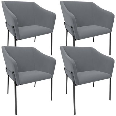 Kit 4 Cadeiras Para Sala de Jantar Estar Living Olívia L02 Suede Cinza - Lyam Decor