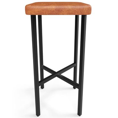 Kit 05 Banquetas Alta Bar Cozinha Sala De Jantar Preto Stella L02 Couríssimo Camel - Lyam Decor