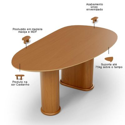 Mesa Para Sala de Jantar Ourense com 06 Cadeiras Sala de Jantar Dara L02 Linho Cinza Escuro - Lyam Decor