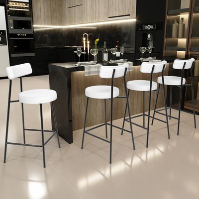 Kit 05 Banquetas Baixas Para Cozinha Sala De Jantar Bar Bancada Milão L02 Facto Branco - Lyam Decor