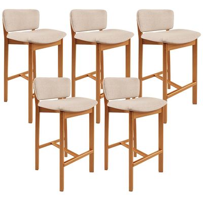 Kit 05 Banquetas Alta Para Cozinha Sala de Jantar Bar Dara L02 Linho Bege - Lyam Decor