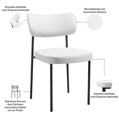 Kit 02 Cadeiras Decorativas Para Sala De Jantar Melina L02 Facto Branco - Lyam Decor