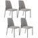 Kit 04 Cadeiras Decorativa Estofada Sala De Jantar Bella L02 Couríssimo Preto Linho Cinza - Lyam Decor
