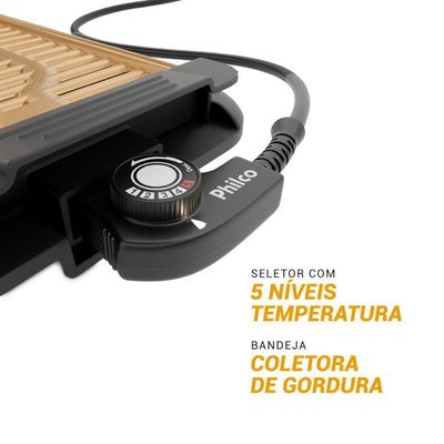 Churrasqueira Elétrica Philco Antiaderente PCQ10A Maxx Gold 220V