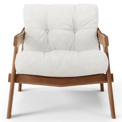 Poltrona Decorativa Fixa Para Sala Living Ikary L02 Canela Prime Bouclê Branco - Lyam Decor