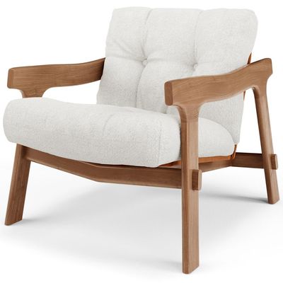 Poltrona Decorativa Fixa Para Sala Living Ikary L02 Canela Prime Bouclê Branco - Lyam Decor